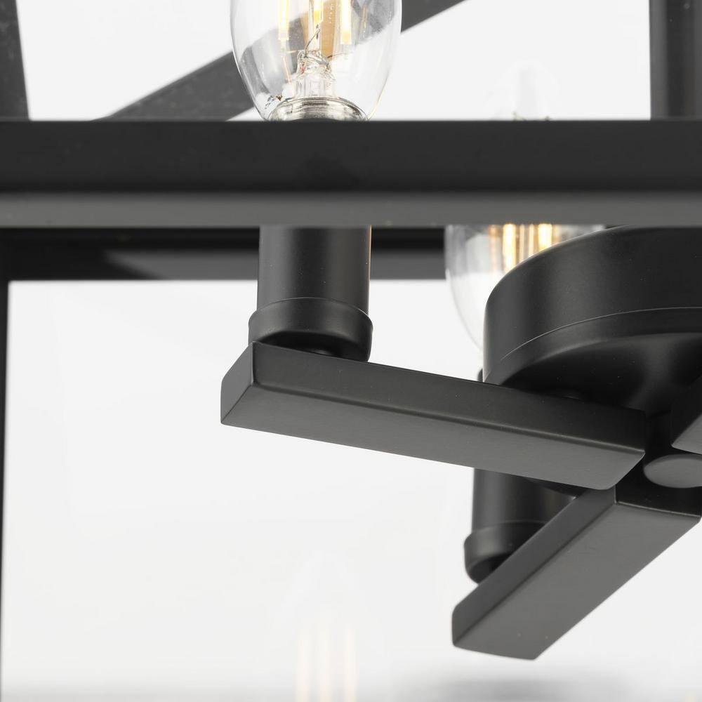 Progress Lighting Hillcrest 4-Light Semi-Flush Mount in Matte Black with Clear Beveled Glass Panels