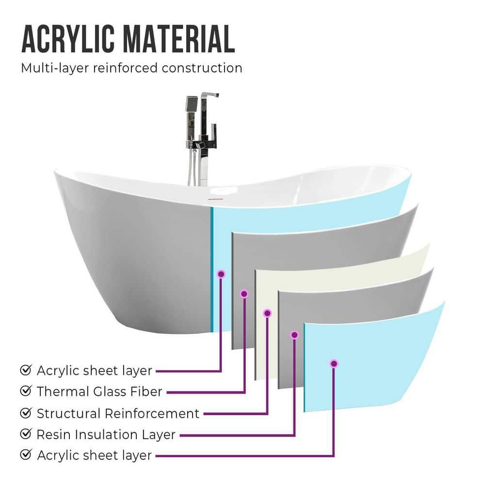Ophelia 71" x 32'' Freestanding Soaking Acrylic Bathtub