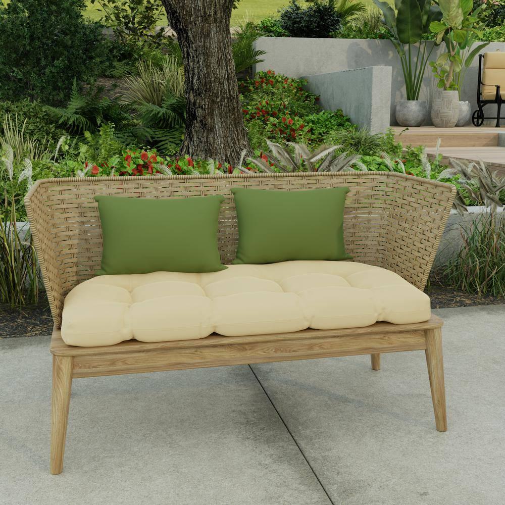Jordan Manufacturing 18" x 12" Green Solid Outdoor Lumbar Throw Pillow (Set of 2)