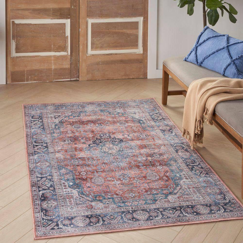 Nourison Washable Brilliance 4' x 6' Blue/Multi Vintage Indoor Rug
