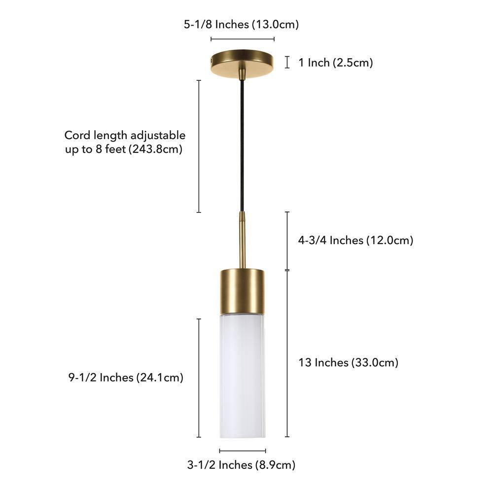 Henn&Hart 3" Brass Metal/Glass Pendant