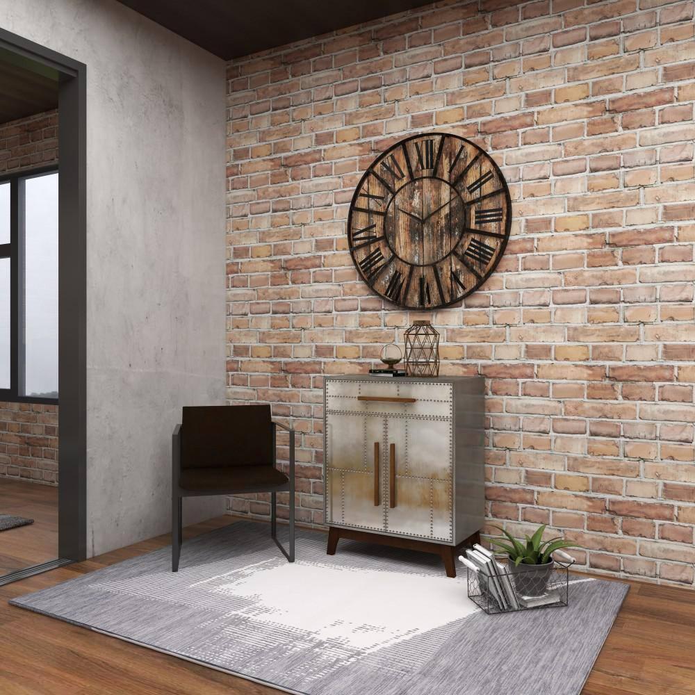 DecMode 36" Brown Wood Wall Clock with Black Accents