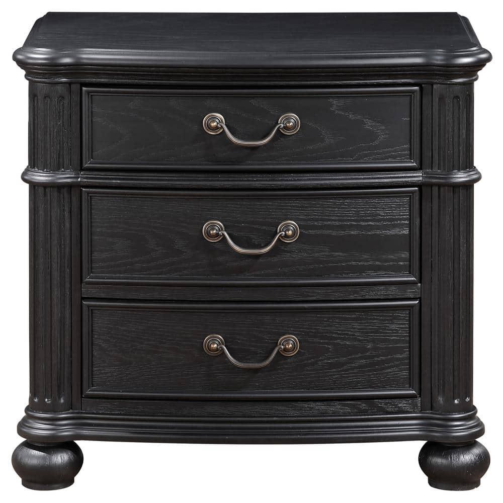 Coaster Celina Traditional 3-drawer Wood Nightstand Bedside Table Black