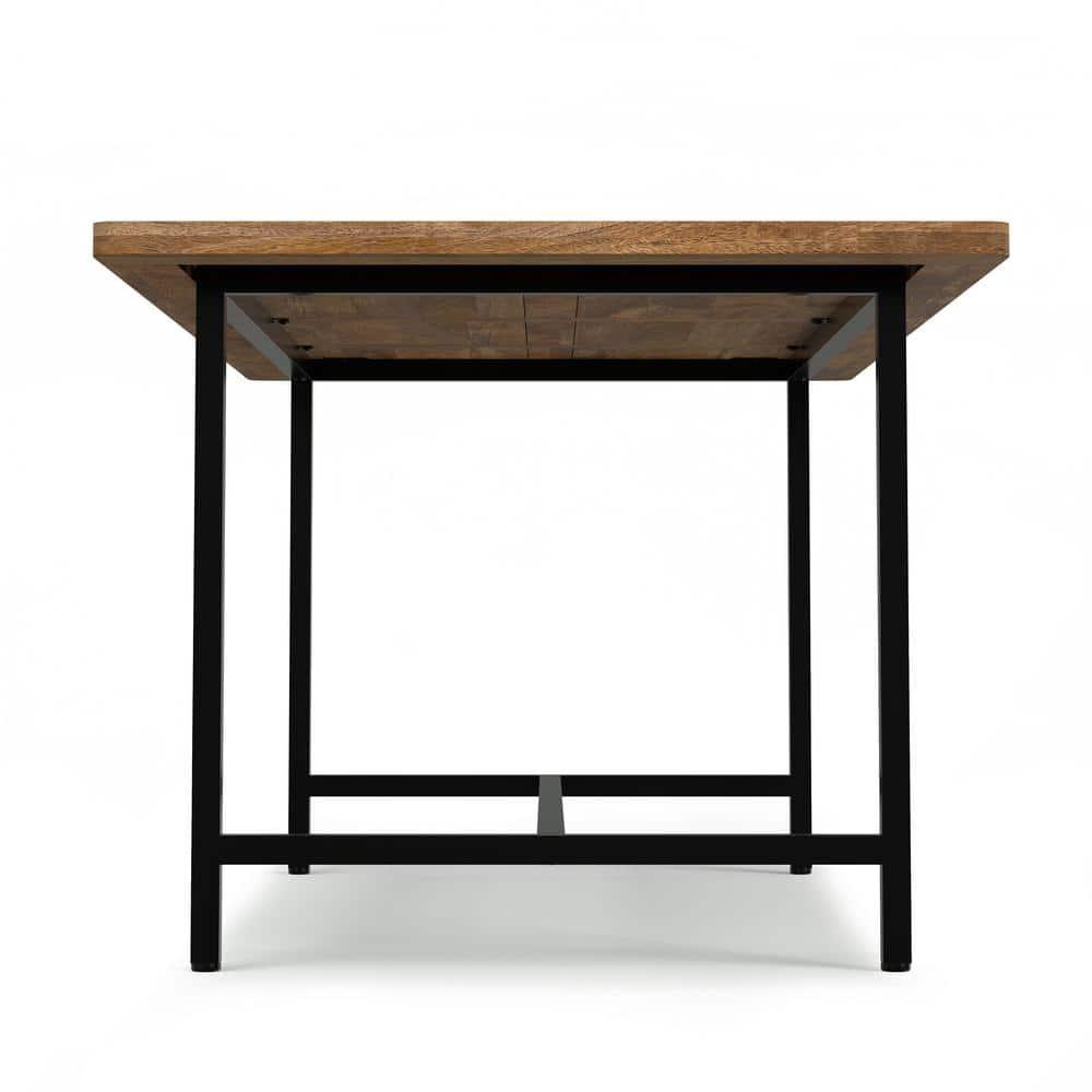 Simpli Home Campbell 72"W Mango Wood Industrial Dining Table, Powder-Coated Metal Base, Rectangle