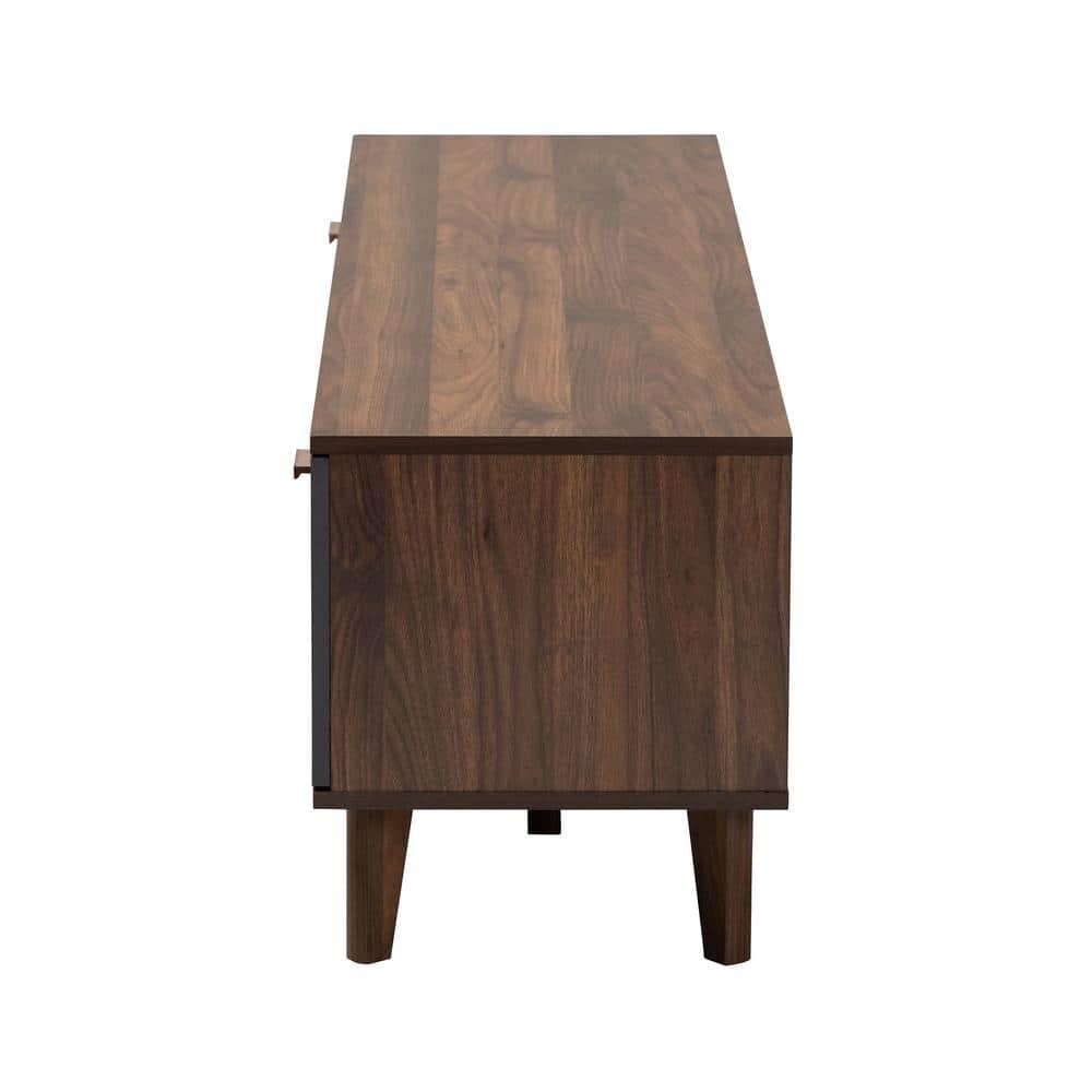 Moina Two-Tone Wood TV Stand for TVs up to 70" Walnut/Gray - Baxton Studio