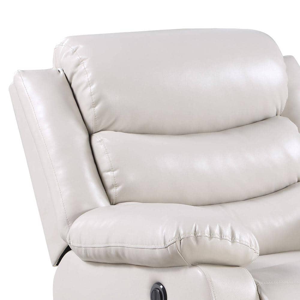 39" Eilbra PU Accent Chair Beige - Acme Furniture: Smooth Faux Leather, Pocket Coil Seating