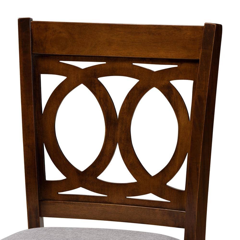 Set of 2 Lenoir Upholstered Wood Pub Chairs Gray/Walnut - Baxton Studio: Oak Frame, Foam Padded, Cut-Out Back Design