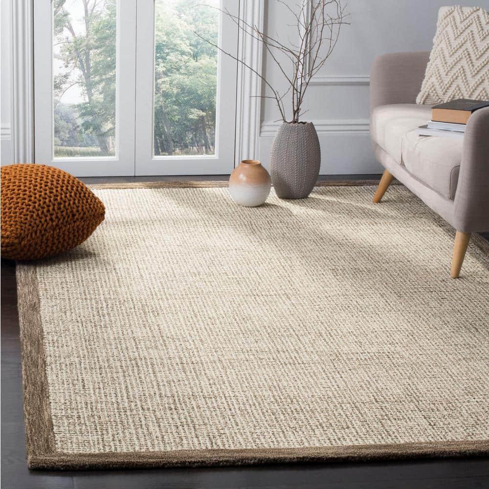Abstract ABT220 Handmade Indoor Area Rug - Brown/Ivory - 6'x6' - Safavieh