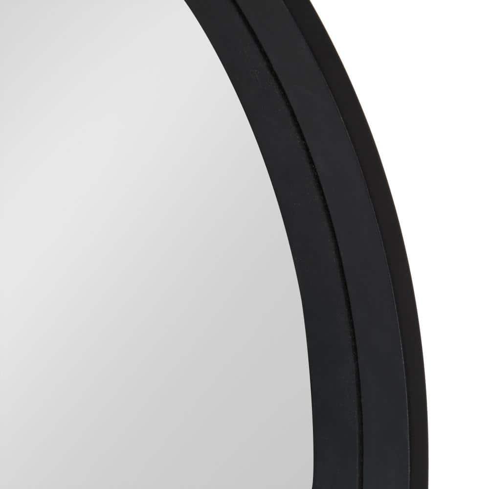 26" x 26" Travis Round Wood Accent Wall Mirror Black - Kate & Laurel All Things Decor: MDF, No Assembly Required