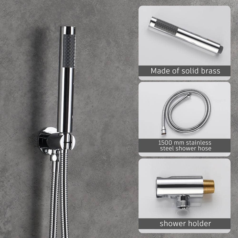 Pressure-Balanced Complete Shower System with 10-Inch Rain Shower Head, Handheld, Rough-in Valve