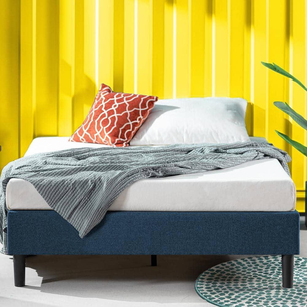 Zinus Curtis 13" Upholstered Platform Bed Frame, Navy, Queen