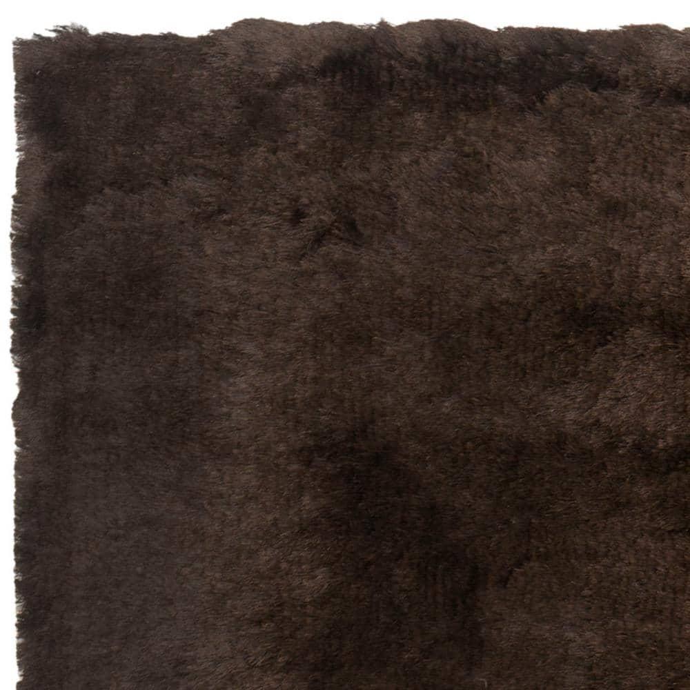 SAFAVIEH Paris Darwin Plush Polyester Shag Area Rug, Chocolate, 5' x 8'