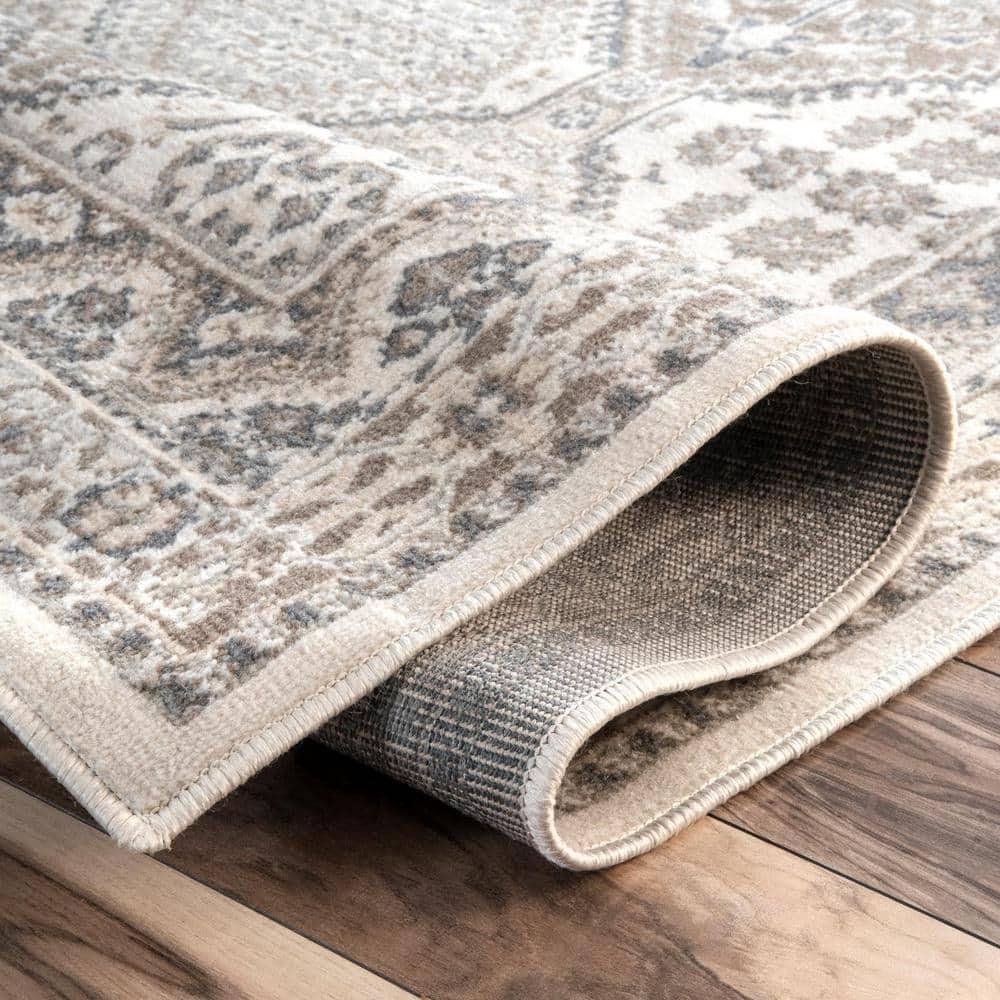 Nuloom Oval 7x9 Becca  Tiled Indoor Area Rug, Beige, Faded Transitional Design, Stain Resistant, BedroomLiving Room, Kitchen,