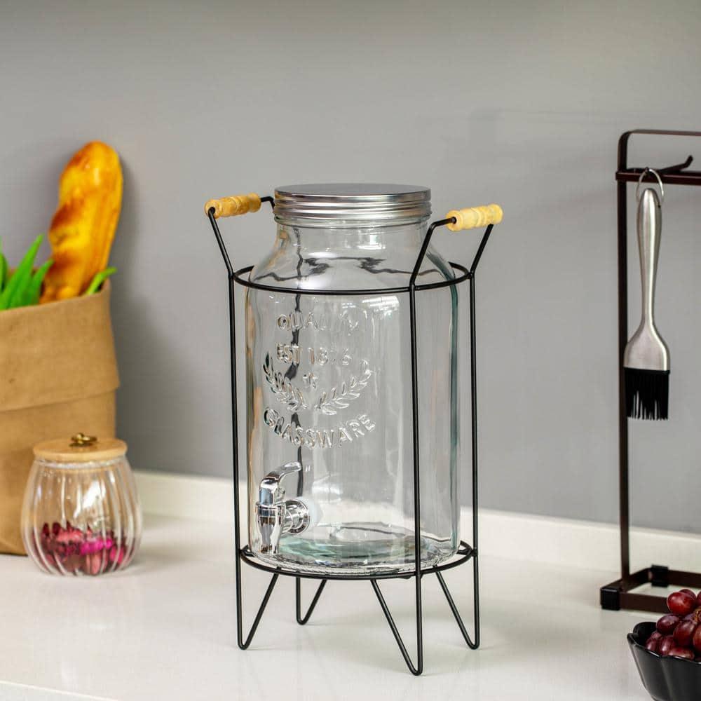 Basicwise Basicwise 1.6-gallon Glass Drink Dispenser With Stainless Steel Spigot – Water And Juice Container, Lemonade Stand, Beverage Dispenser For Parties, Weddings, Birthdays, And Family Business Meetings