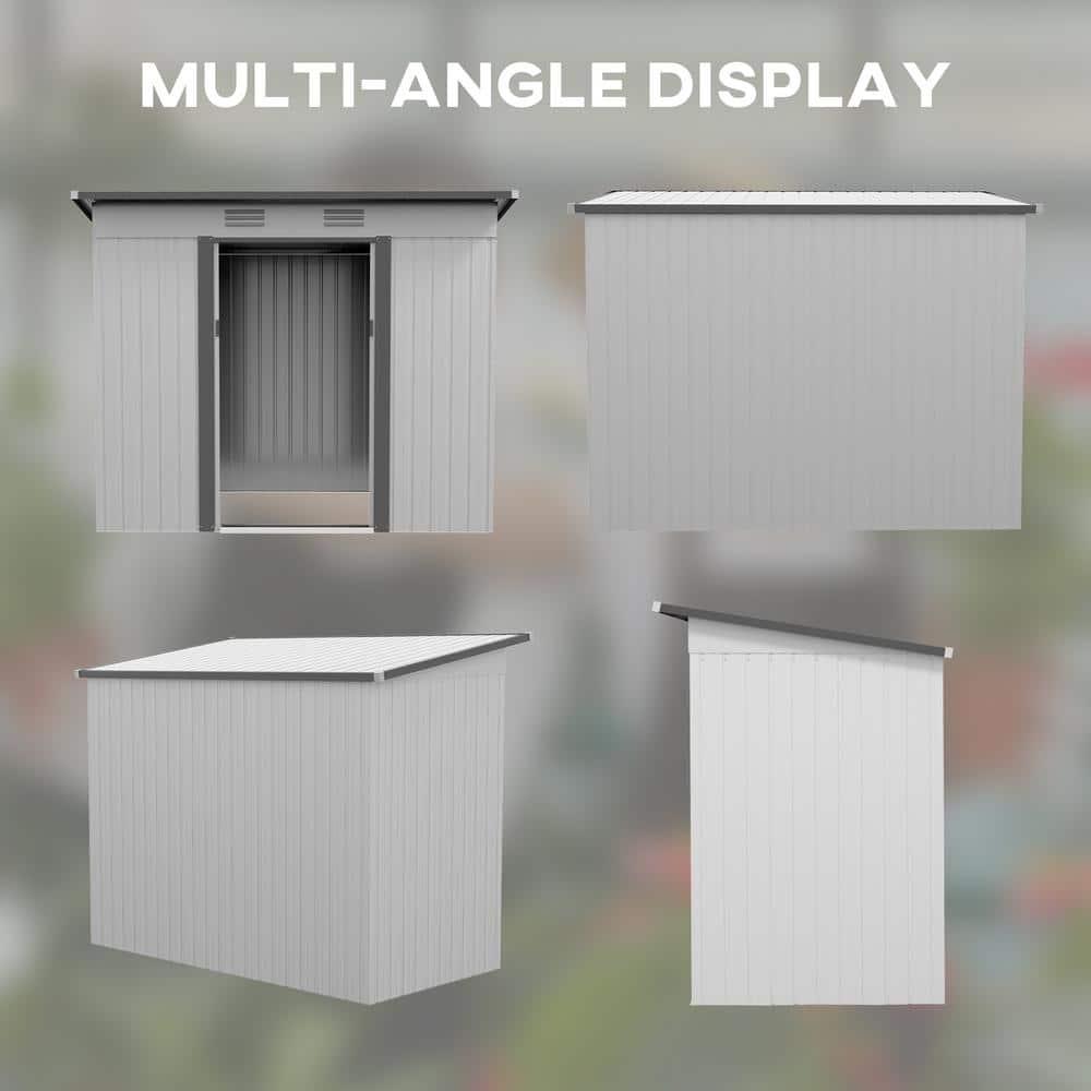 Outsunny 8 ft. W x 4 ft. D Galvanized Steel Storage Shed