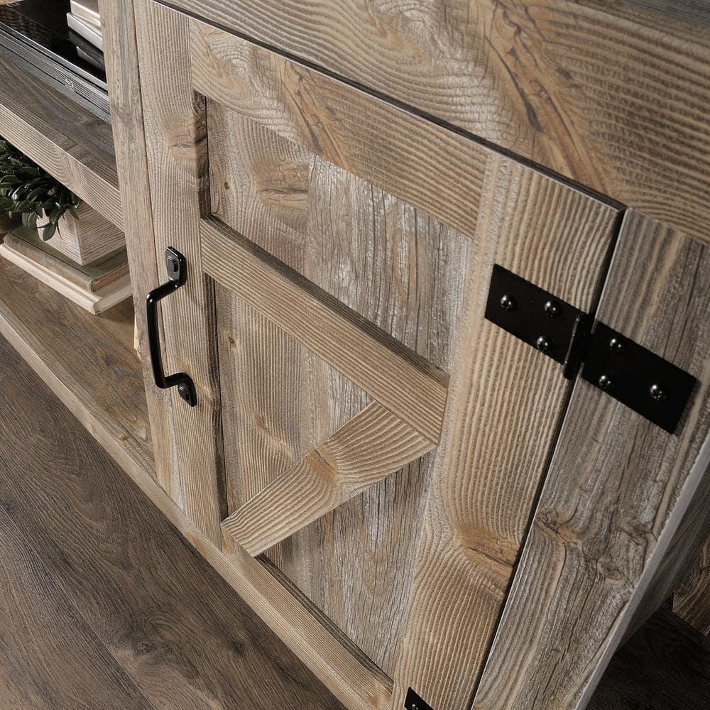 Sauder Rustic Cedar Farmhouse TV Stand with Storage for TVs up to 70", Rustic Cedar Finish