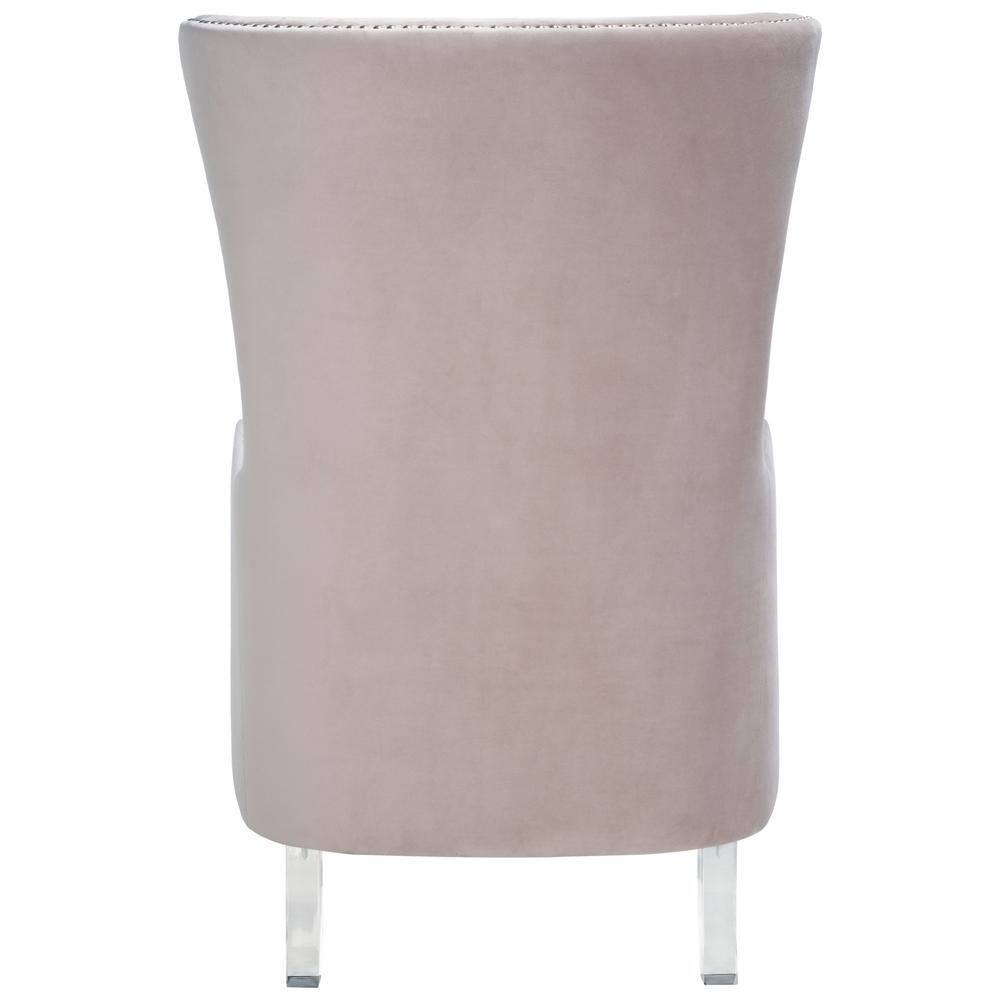 Pale Taupe Velvet Wingback Chair with Acrylic Legs