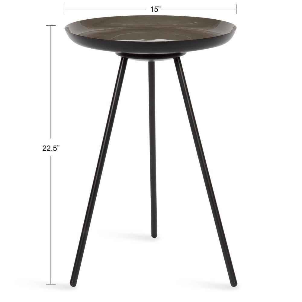 Kate and Laurel Laranya Round Metal Side Table, 15x15x22.5, Brown and Black