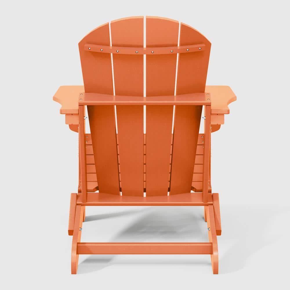 JUSTLET Outdoor Patio Chair, HDPE Folding Adirondack Chair Set of 2, Orange