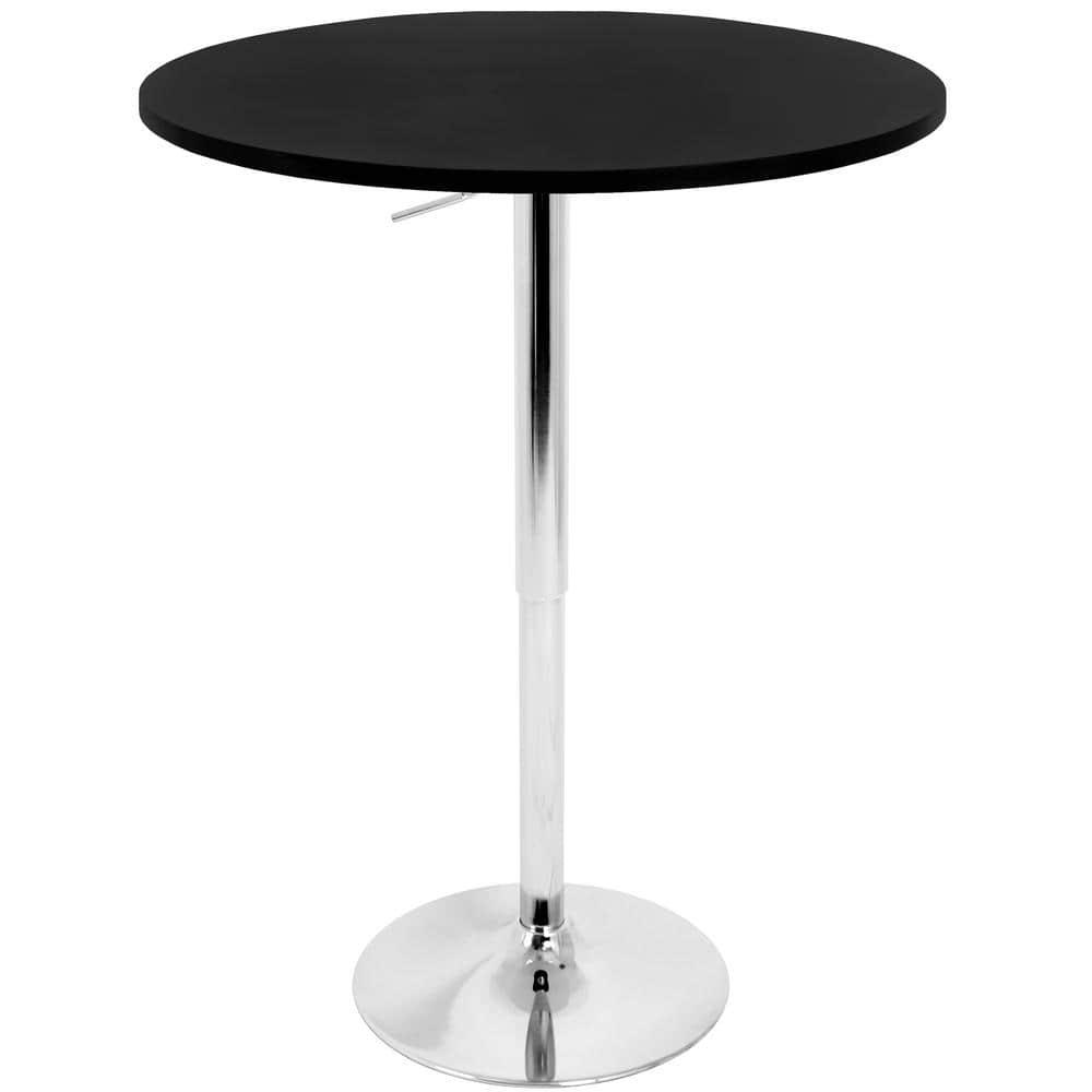 27.5" Elia Adjustable Pub, Bar and Counter Height Table: Chrome Pedestal Base, MDF Top, Kitchen-Friendly Table - LumiSource