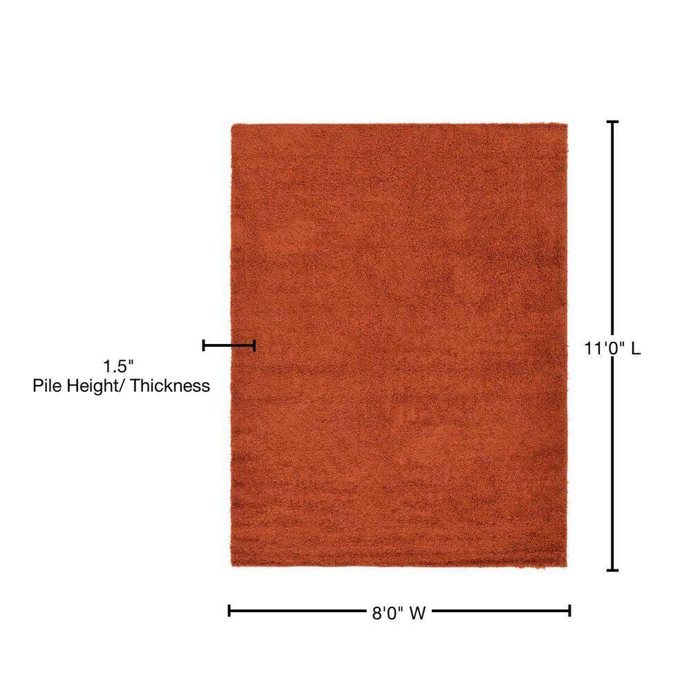 Unique Loom 8' 0 x 11' 0 Rectangle Solid Shag Terracotta Area Rug