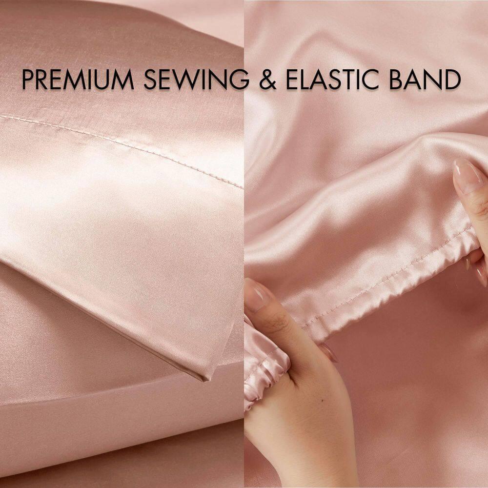 California King Satin Luxury 6pc Sheet Set Blush