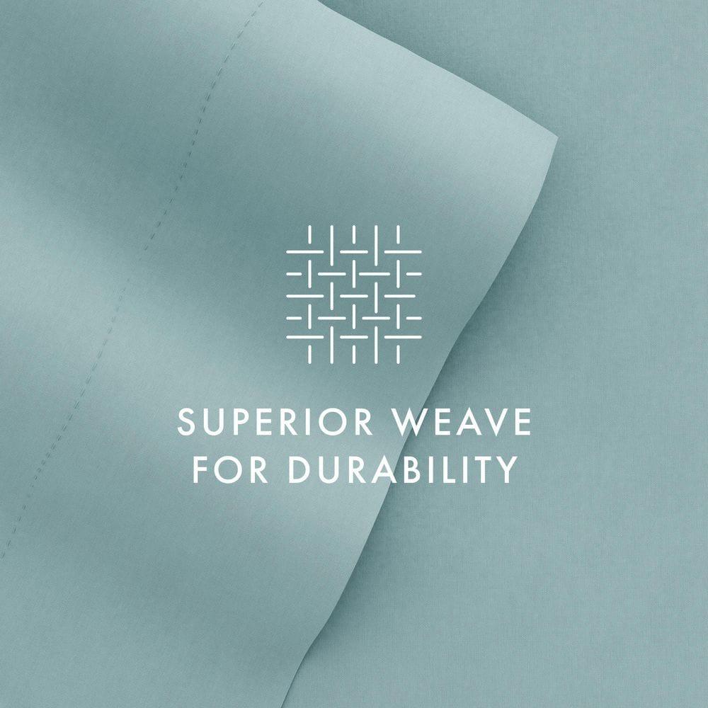Noble Linens 4 Piece Solid Microfiber Bed Sheet Set, Ocean, King