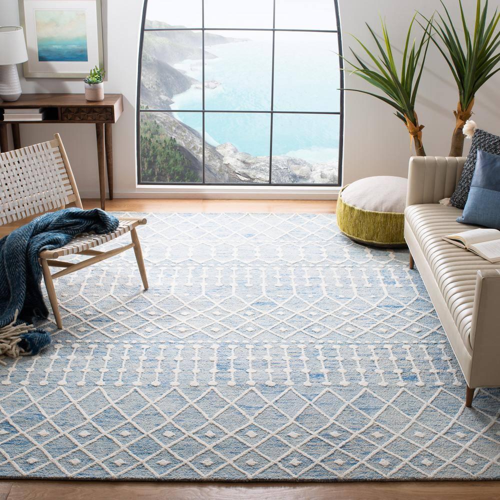 Blossom BLM115 Hand Tufted Area Rug - Blue/Ivory - 3'x5' - Safavieh.