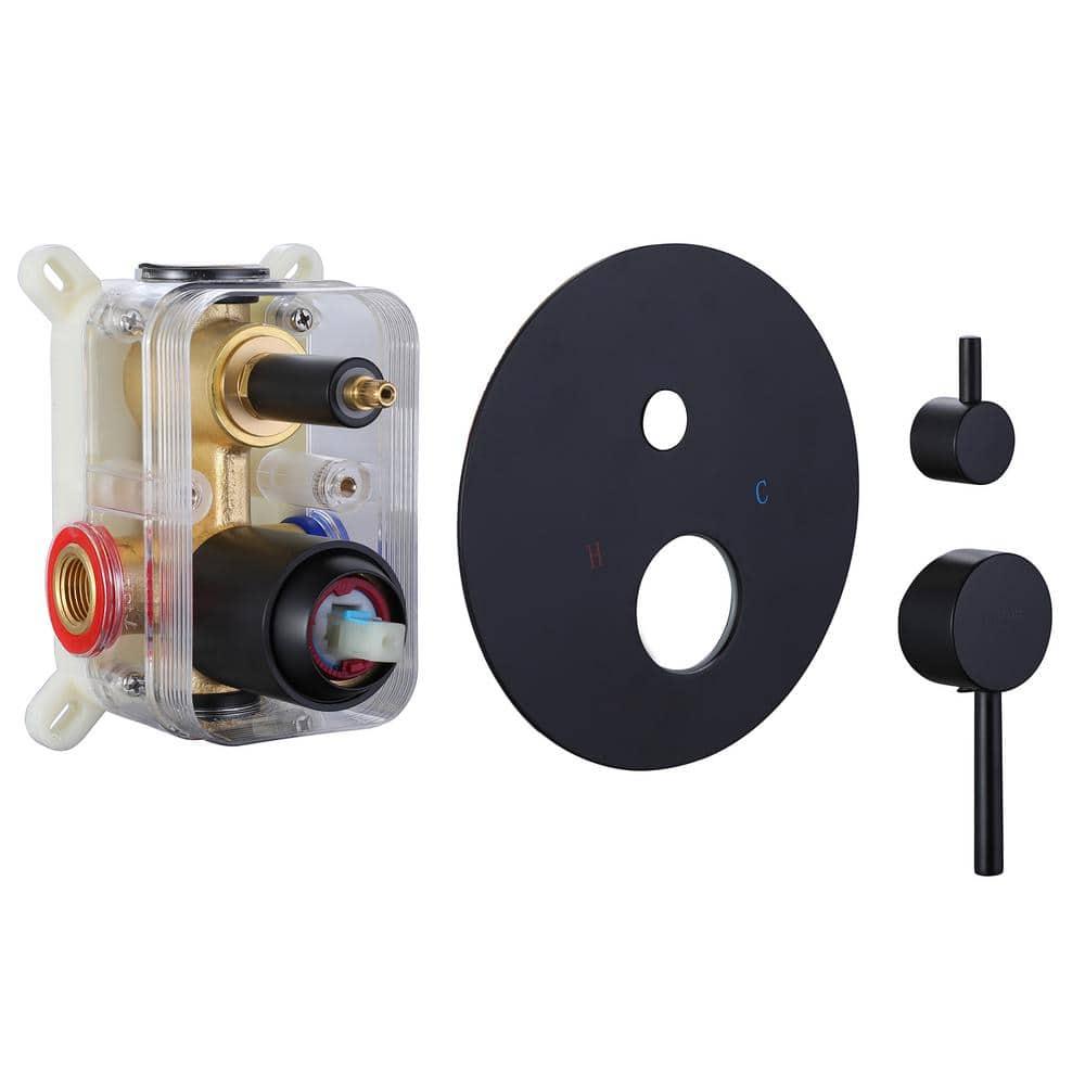 BWE Single-Handle 2-Spray Round High Pressure Shower Faucet in Matte Black (Valve Included)