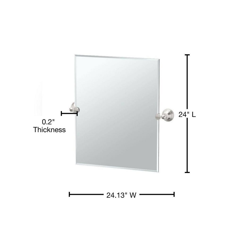 Charlotte Frameless Rectangle Bathroom Vanity Mirror | Pivoting and Beveled Wall Mirror