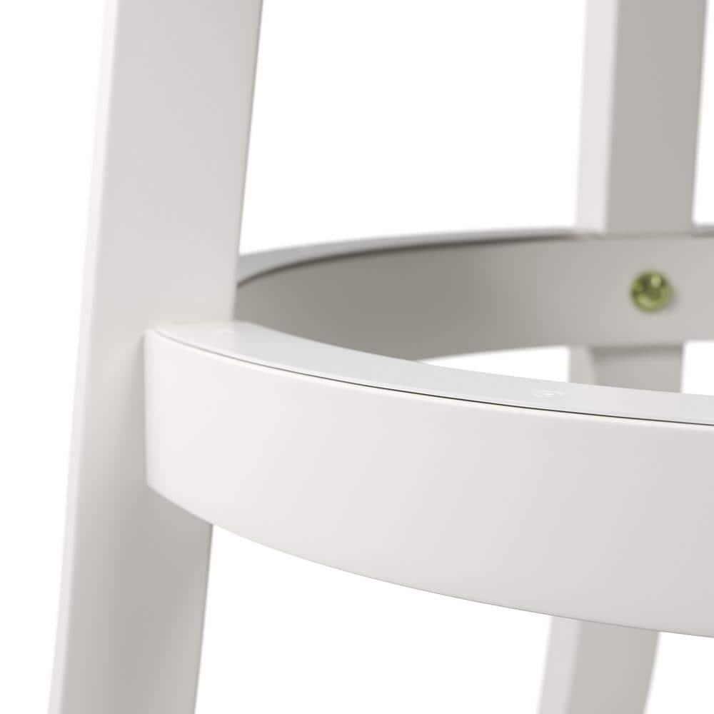 CorLiving Wood Bar Stool Chair Set of 2 in White -Rotating Round Seat & Footrest