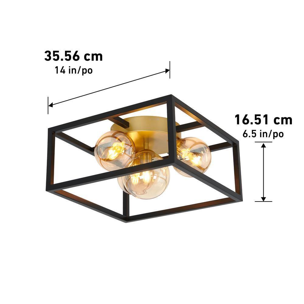 Artika Griffintown 1 Ceiling Light Geometric Flush Mount Black and Gold