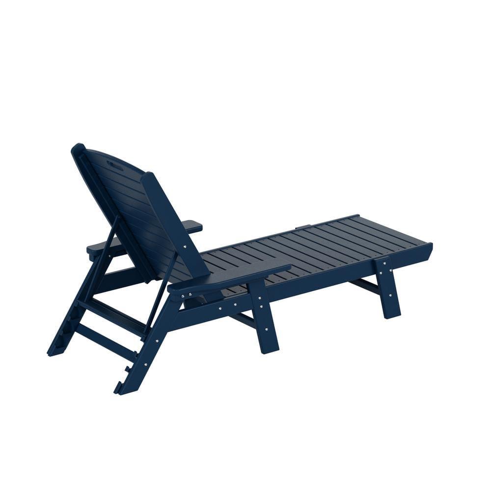 Polytrends Laguna 78" Poly Weather-Resistant Outdoor Chaise Lounge (Set of 2) Navy Blue