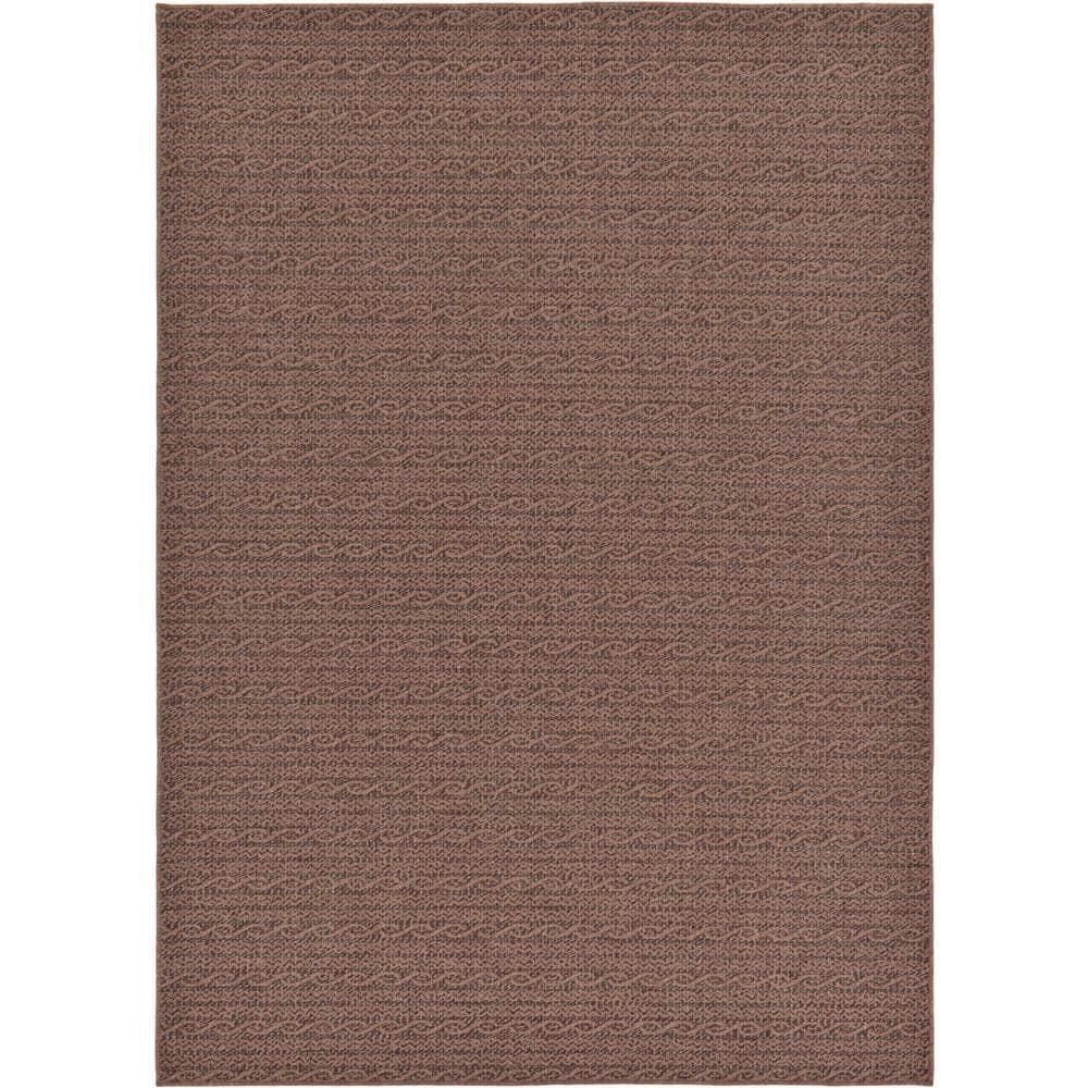 Unique Loom Outdoor Modern Collection Area Rug - Links (7' 1" x 10' Rectangle Brown/Black)