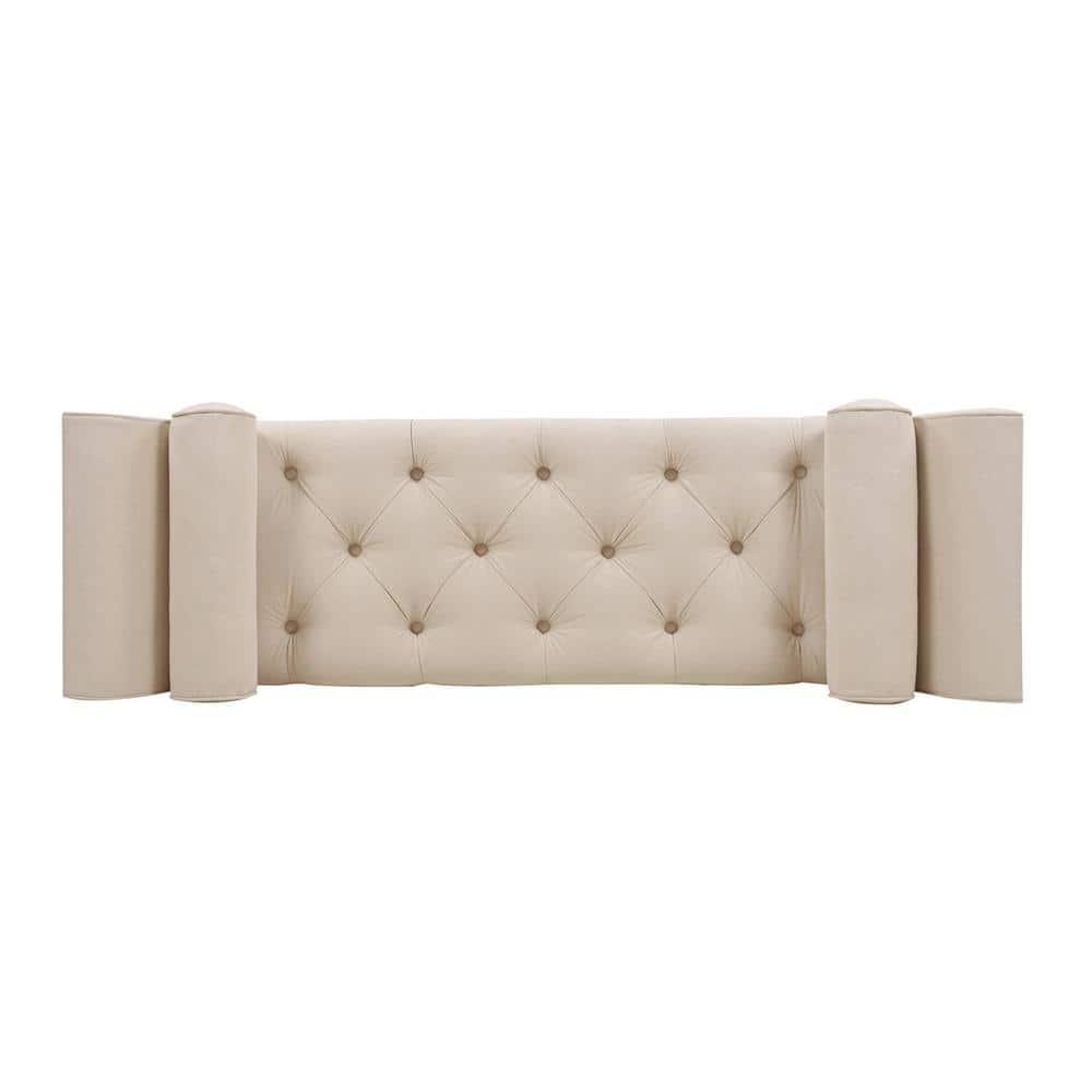 Alma Tufted Flare Arm Entryway Bench, Sky Neutral