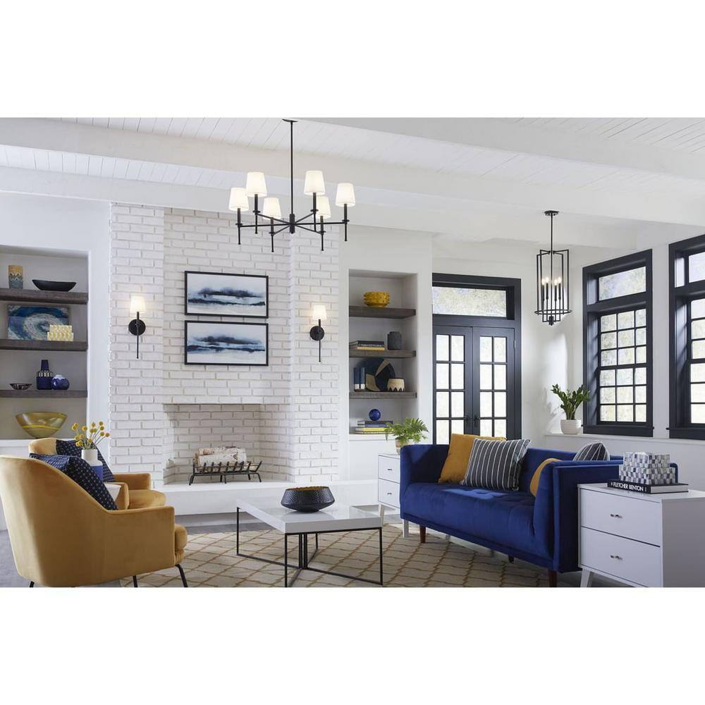 Progress Lighting Elara 6-Light Chandelier, Steel, Matte Black, Clear Glass Shades