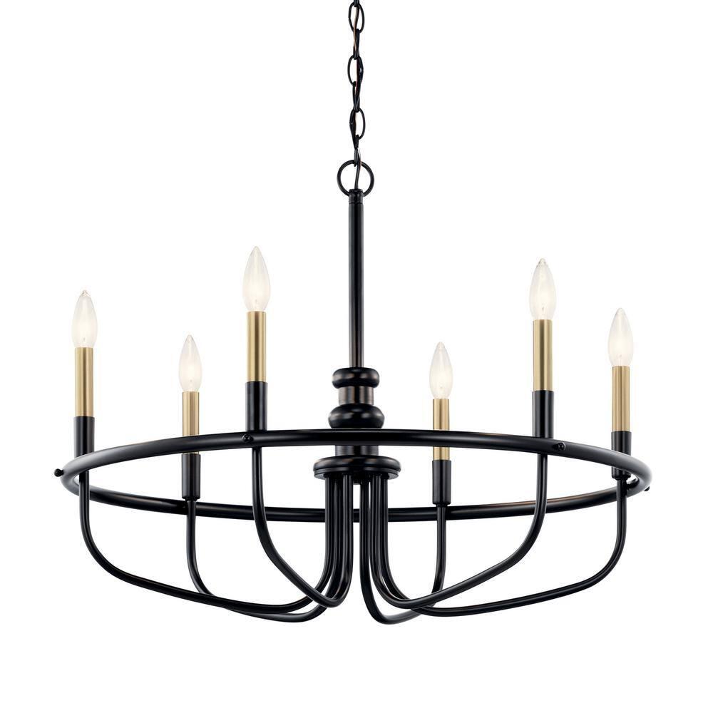 Capitol Hill Modern Black 6-Light Chandelier with Candle Sleeves