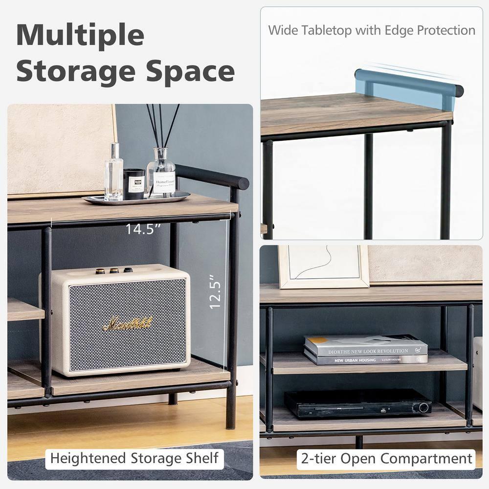 Costway Industrial TV Stand for TV's up to 60'' Media Center Console Table w/ Open Shelf