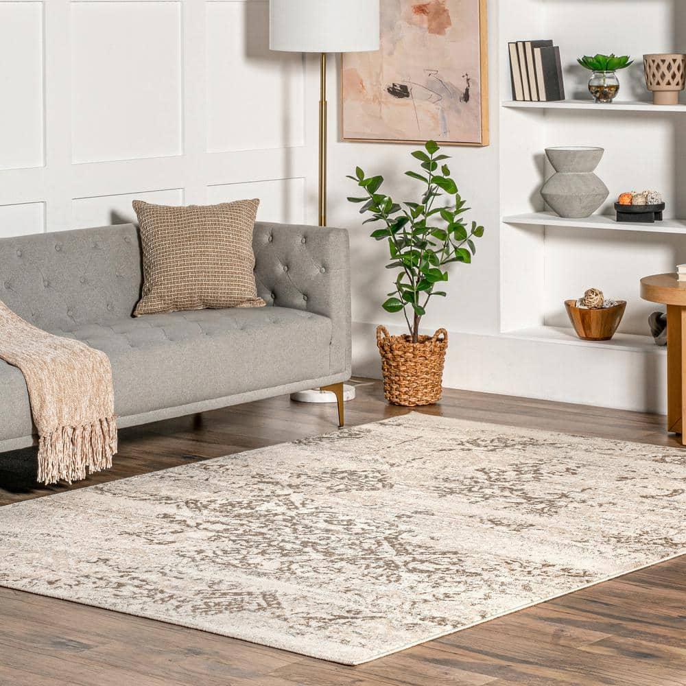 Nuloom Freja Floral & Paisley 9x12 Indoor Area Rug for Living Room Bedroom Dining Room Kitchen, Beige/Ivory