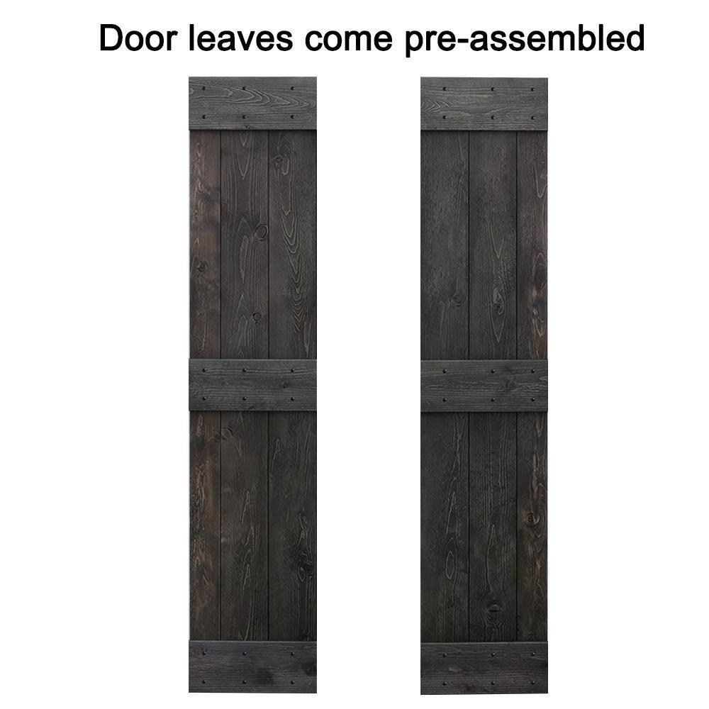 Calhome 84'' Solid Wood Barn Doors with Installation Hardware Kit Bi-Fold