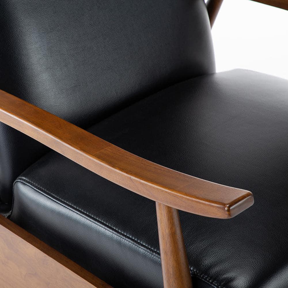 Comfort Pointe Solaris Press-Back Recliner Black: Faux Leather, Wood Legs, 330 lbs Capacity