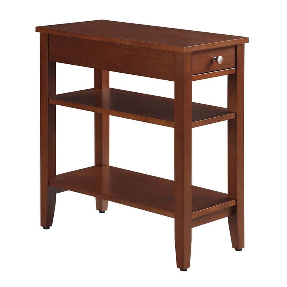 Convenience Concepts American Heritage 1 Drawer Chairside End Table with Shelves, Cherry