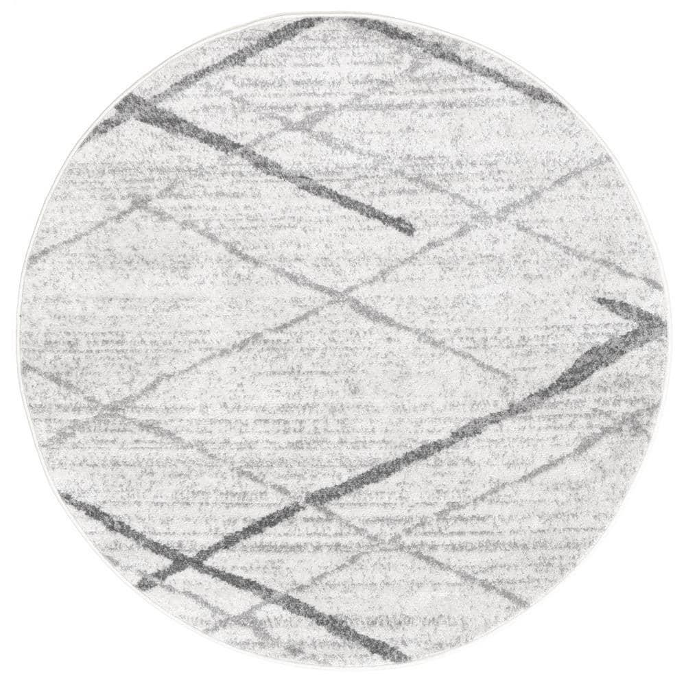 Nuloom 5 Round Thigpen Contemporary Indoor Area Rug, Grey, Abstract Lines, Non-Slip Backing, Stain Resistant, BedroomLiving Room, Kitchen,