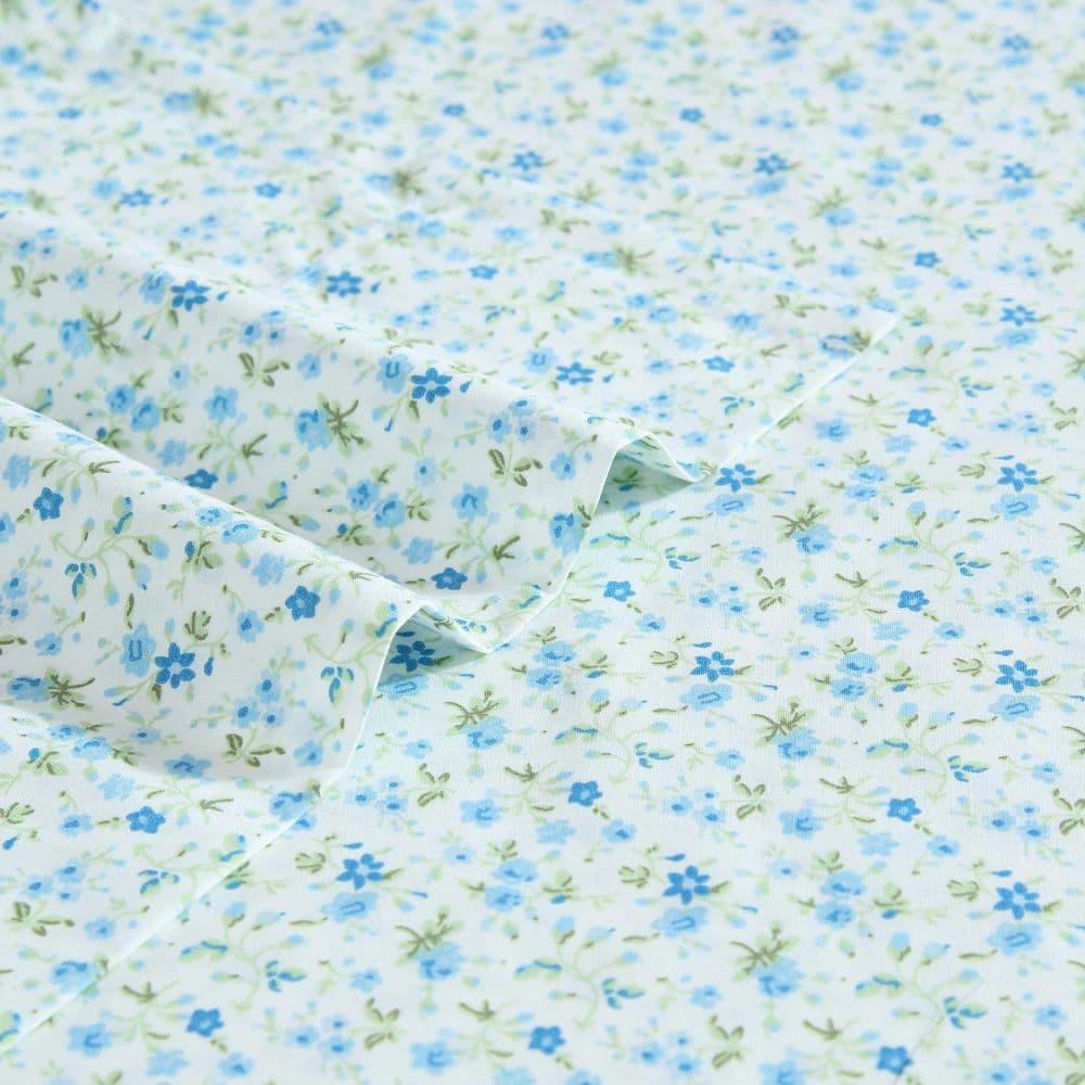 Evie Blue Floral Cotton Twin XL Percale Sheet Set