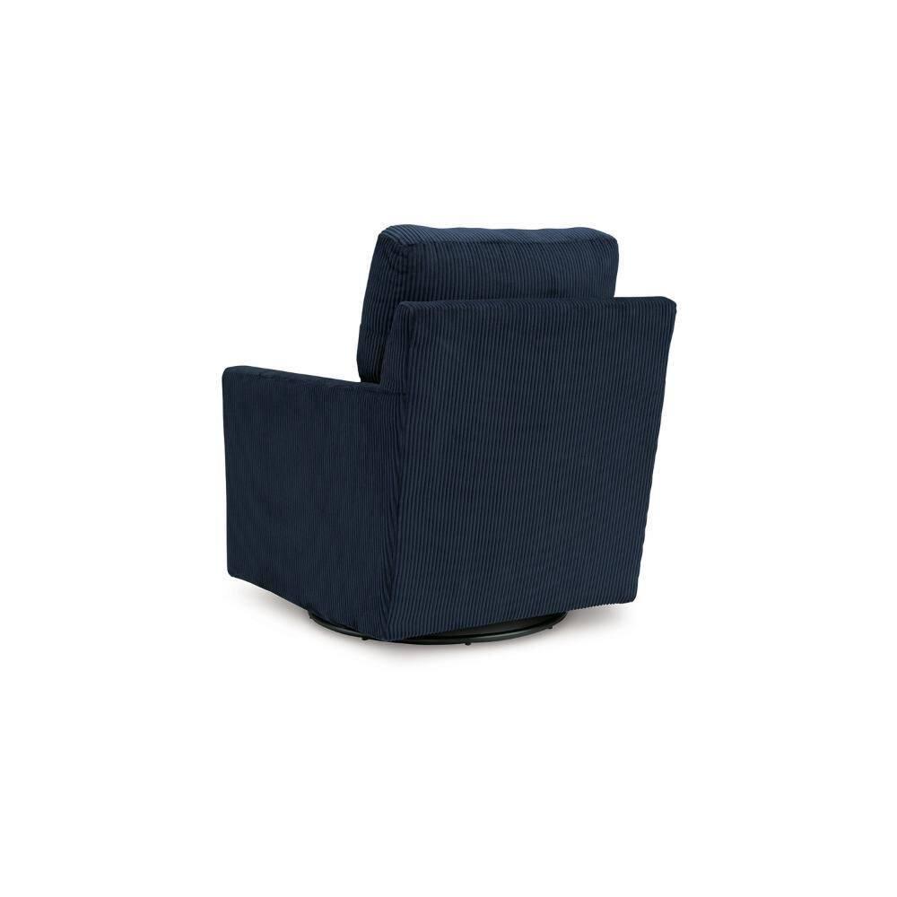 Lipo Blue Polyester Blend Swivel Accent Chair with Metal Frame