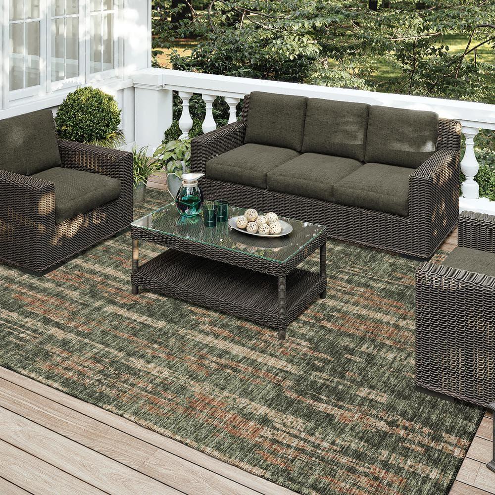 Addison Rugs Indoor/Outdoor Rylee Modern Stripes Washable Rug 8' x 10' - Green