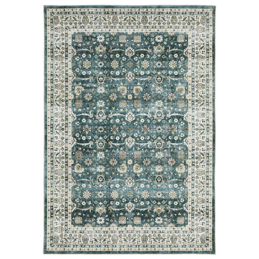Oriental Weavers Sumter SUM08 Teal/ Ivory Indoor Area Rug - 5' x 7'