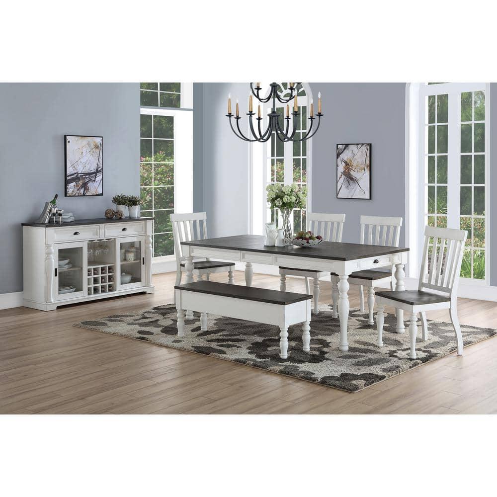 Steve Silver Co. Joanna Two-Tone Storage Bench Ivory/Mocha: Lift-Top Entryway Furniture, Mango Wood Frame