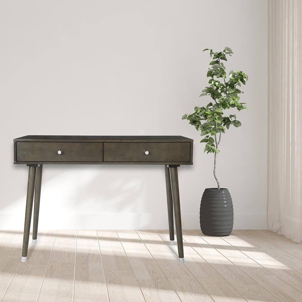 Cupertino 41 in. Dark Gray Standard Rectangle Wood Console Table with Drawers