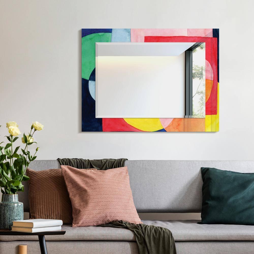 Empire Art Direct Launder Rectangular Beveled Mirror on Free Floating Printed Tempered Art Glass, 40" x 30" x 0.4" each, Ready to Hang